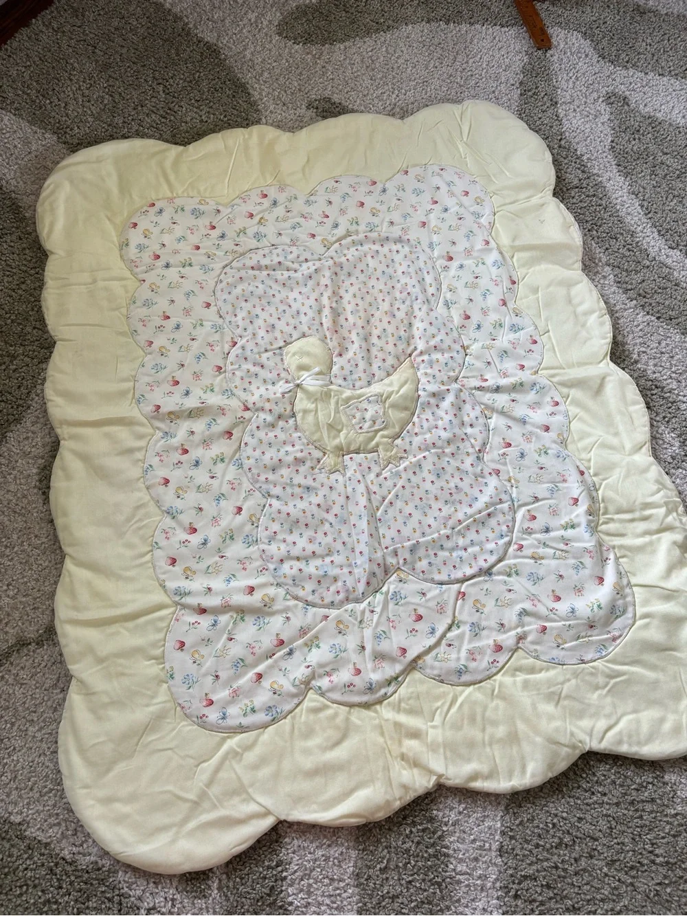 Yellow pastel vintage baby duck Baby Quilt